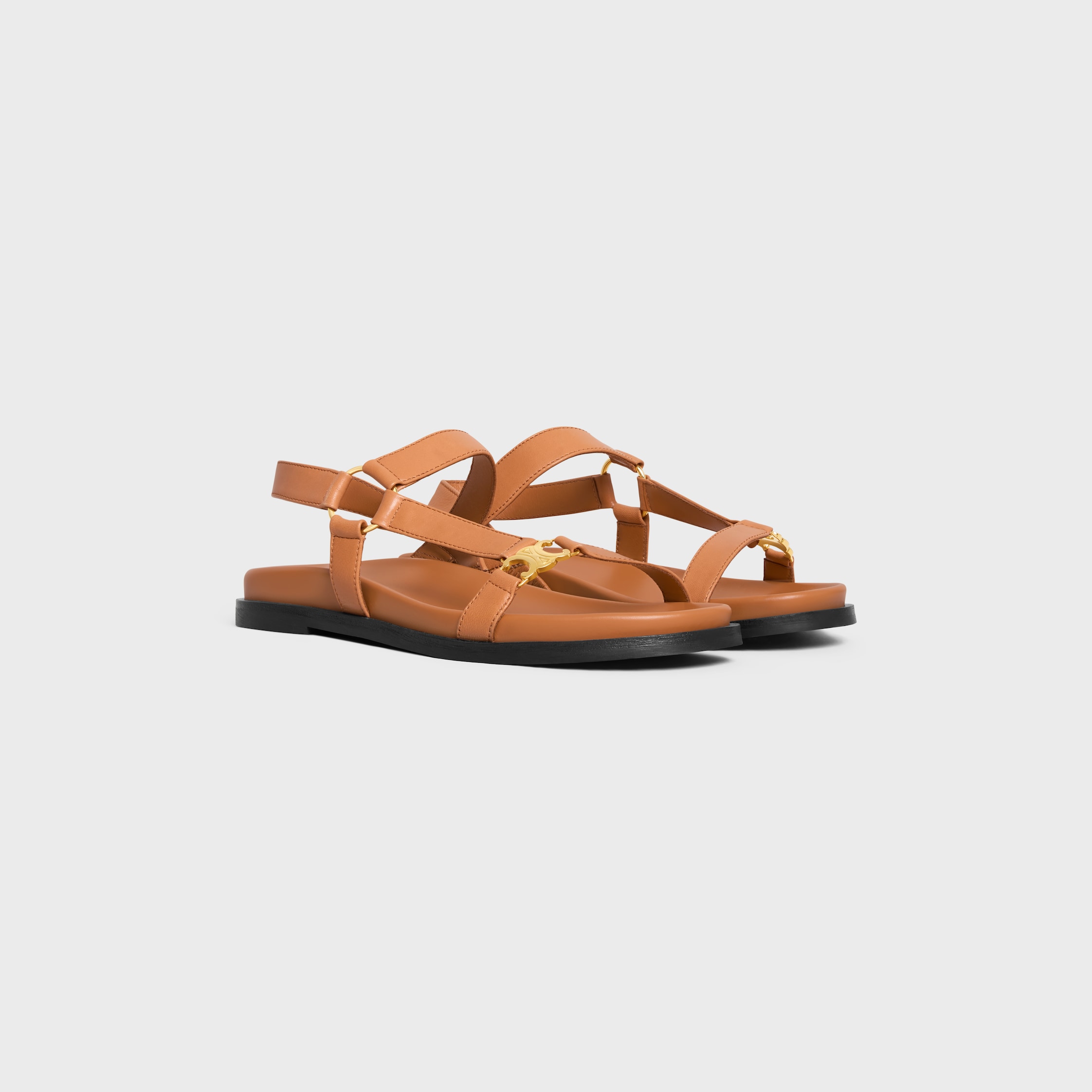 CELINE MAUD SANDAL WITH TRIOMPHE IN CALFSKIN - LIGHT CARAMEL | CELINE