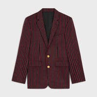 carnaby jacket in striped wool - RED/ BLACK -  - 1 | CELINE