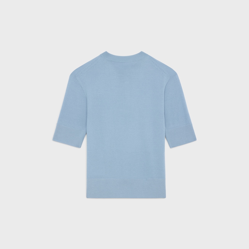 jersey con cuello redondo triomphe de lana fina - CELESTE -  - 1 | CELINE