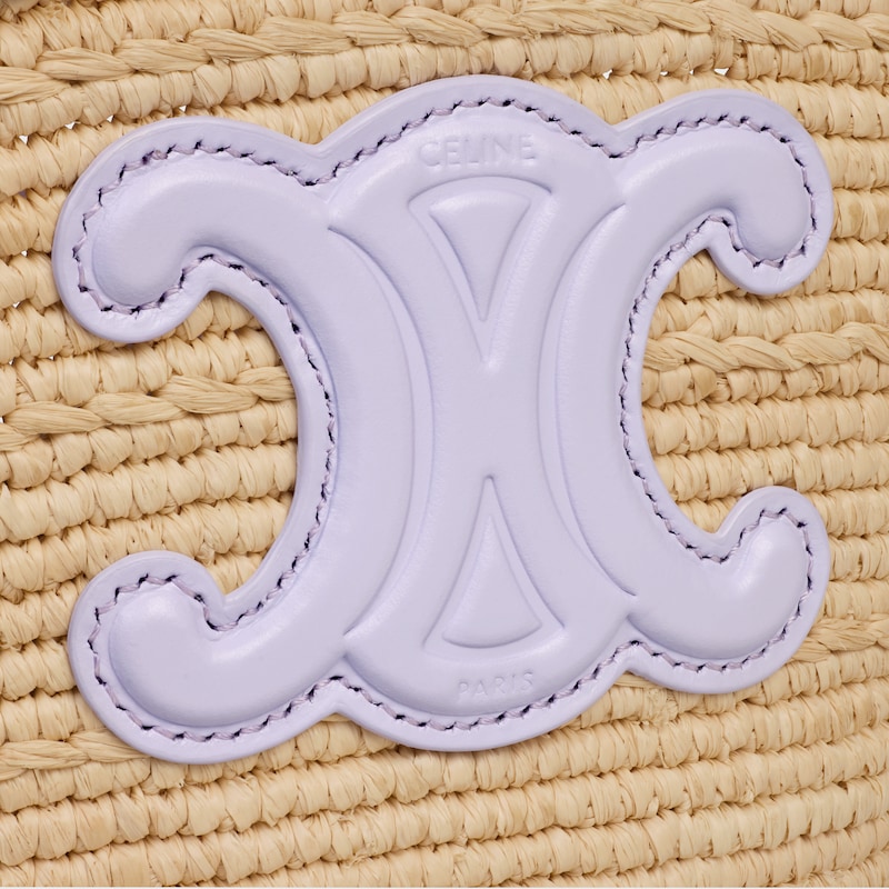 NANO SUPPLE CELINE CLASSIC PANIER IN RAFFIA AND CALFSKIN - PASTEL MAUVE - MORE LINES - 1 | CELINE
