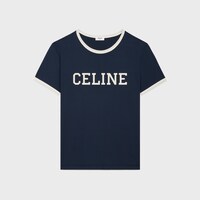 CELINE 레귤러 티셔츠 - 코튼 저지 - 워시드 화이트/네이비 -  - 1 | CELINE