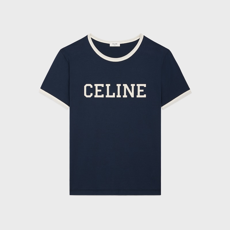 celine regular t-shirt in cotton jersey - WASHED WHITE/NAVY -  - 1 | CELINE