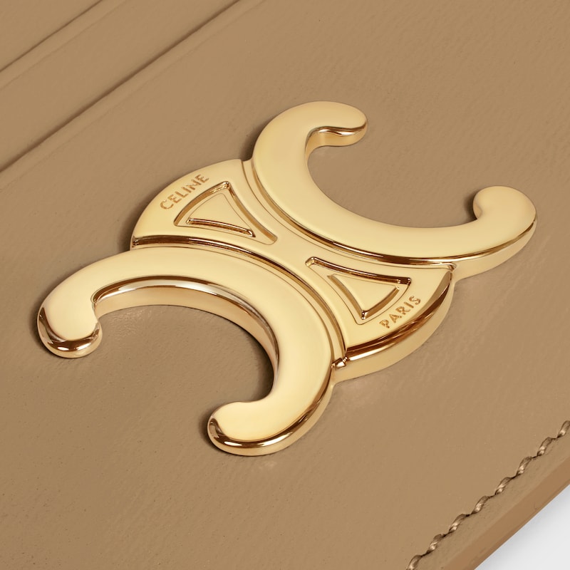 TRIOMPHE亮澤牛皮革卡片套 - 煙燻棕 - 零钱卡包 - 1 | CELINE