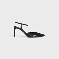 CELINE KITTEN TRIOMPHE STRAP PUMP in SEQUINS & CALFSKIN - BLACK -  - 1 | CELINE