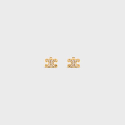 트리옹프 라인스톤 스터드 - 스트라스 & 골드 피니시 브라스 - 골드 - 그녀를 위한 기프트 - 4 | CELINE