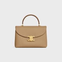 MITTELGROSSE NINO TASCHE AUS WEICHEM, GENARBTEM KALBSLEDE - Rauchbraun - NINO - 1 | CELINE