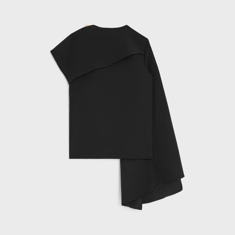 draped top IN WOOL SILK - BLACK -  - 1 | CELINE