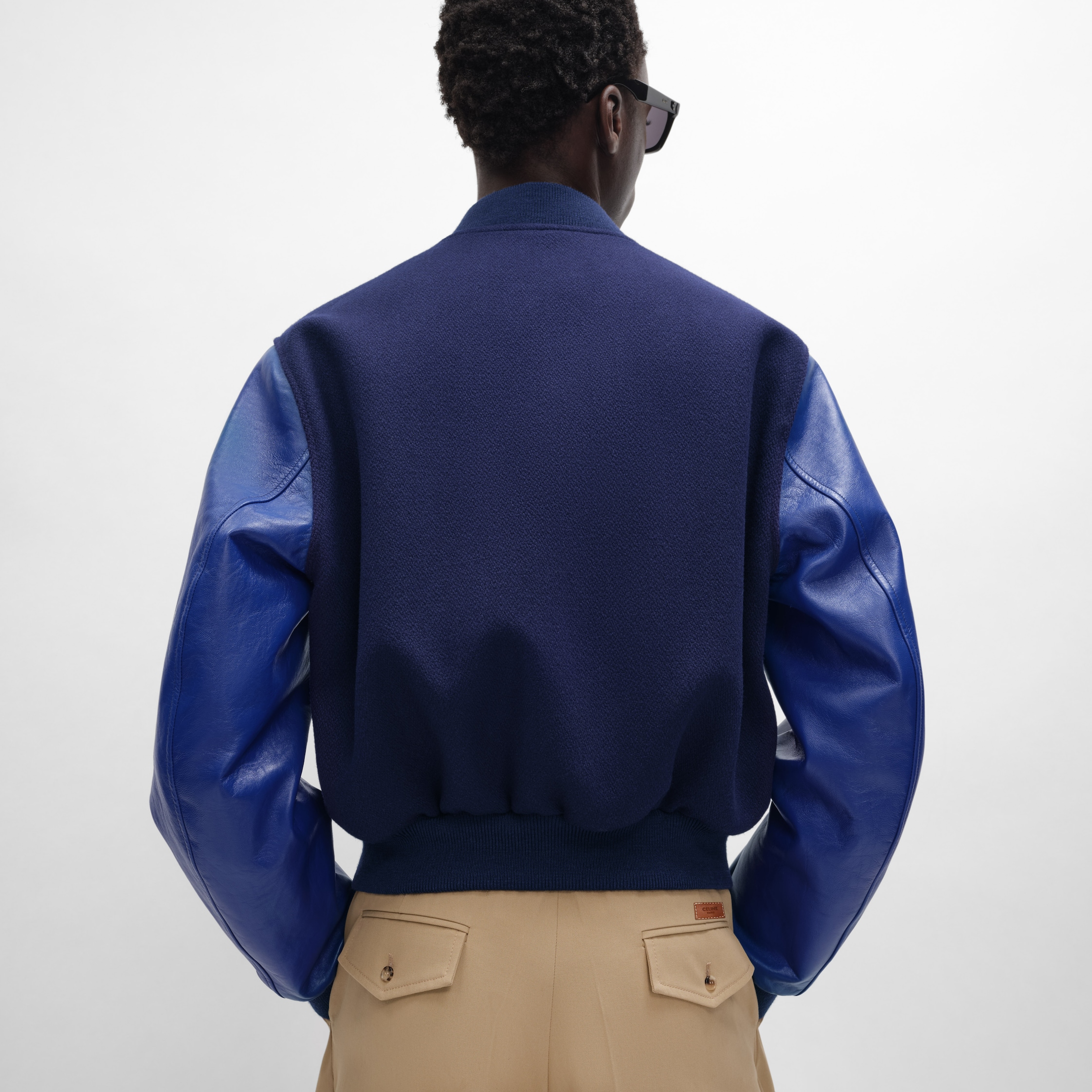 TEDDY JACKET IN TEXTURED WOOL - ROYAL BLUE | CELINE