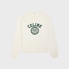 CELINE 루즈 블라종 스웨트셔츠 - 코튼 플리스 - WASHED WHITE/ MOSS GREEN -  - 1 | CELINE