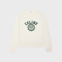 CELINE 루즈 블라종 스웨트셔츠 - 코튼 플리스 - WASHED WHITE/ MOSS GREEN -  - 1 | CELINE