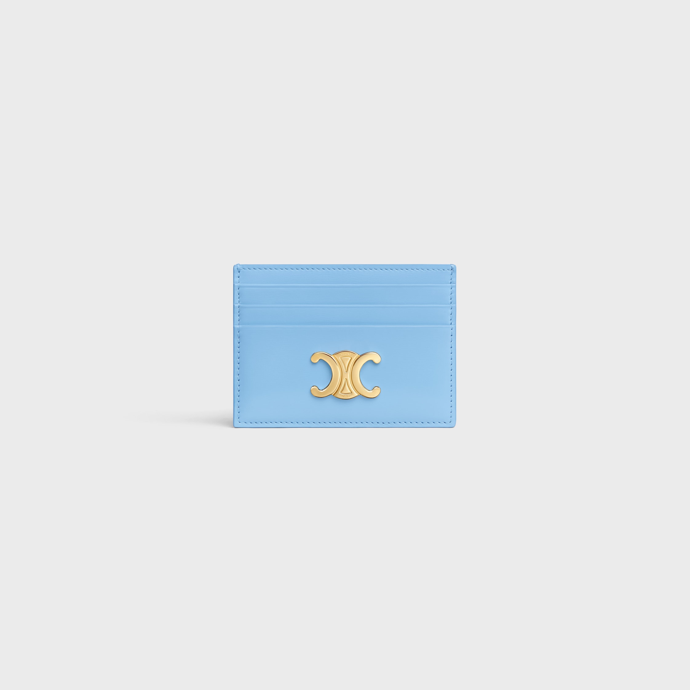 CARD HOLDER TRIOMPHE IN SHINY CALFSKIN - SKY BLUE | CELINE