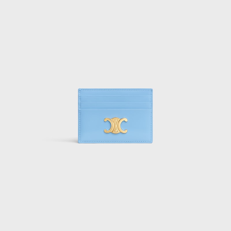CARD HOLDER TRIOMPHE IN Shiny calfskin - SKY BLUE - COIN AND CARD HOLDERS - 1 | CELINE