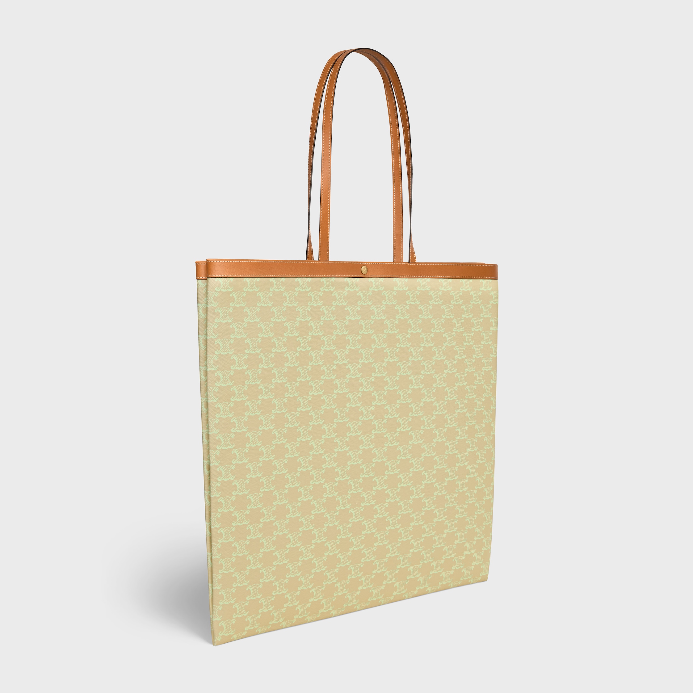 LARGE FLAT SHOPPER IN Triomphe Canvas - SANDCASTLE / SOFT LIME