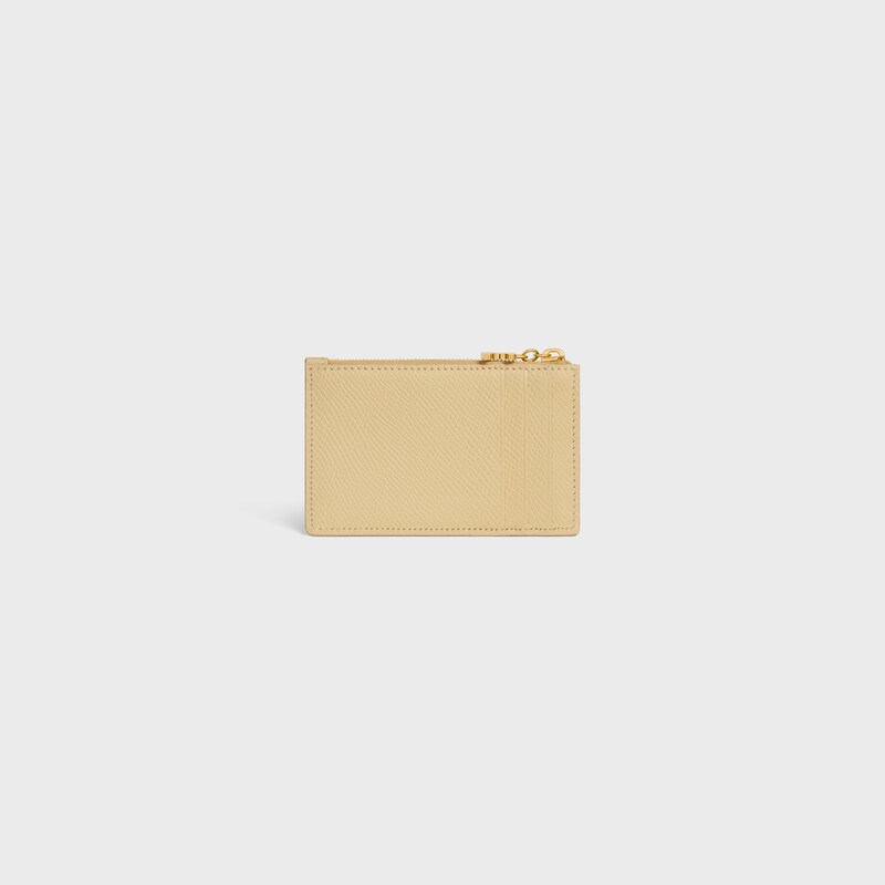 ZIPPED CARD HOLDER TRIOMPHE CHARMS IN GRAINED CALFSKIN - SPRING YELLOW - COIN AND CARD HOLDERS - 1 | CELINE