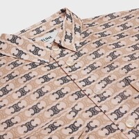 cropped shirt in silk georgette - PINK BEIGE/CAMEL/BLACK -  - 1 | CELINE