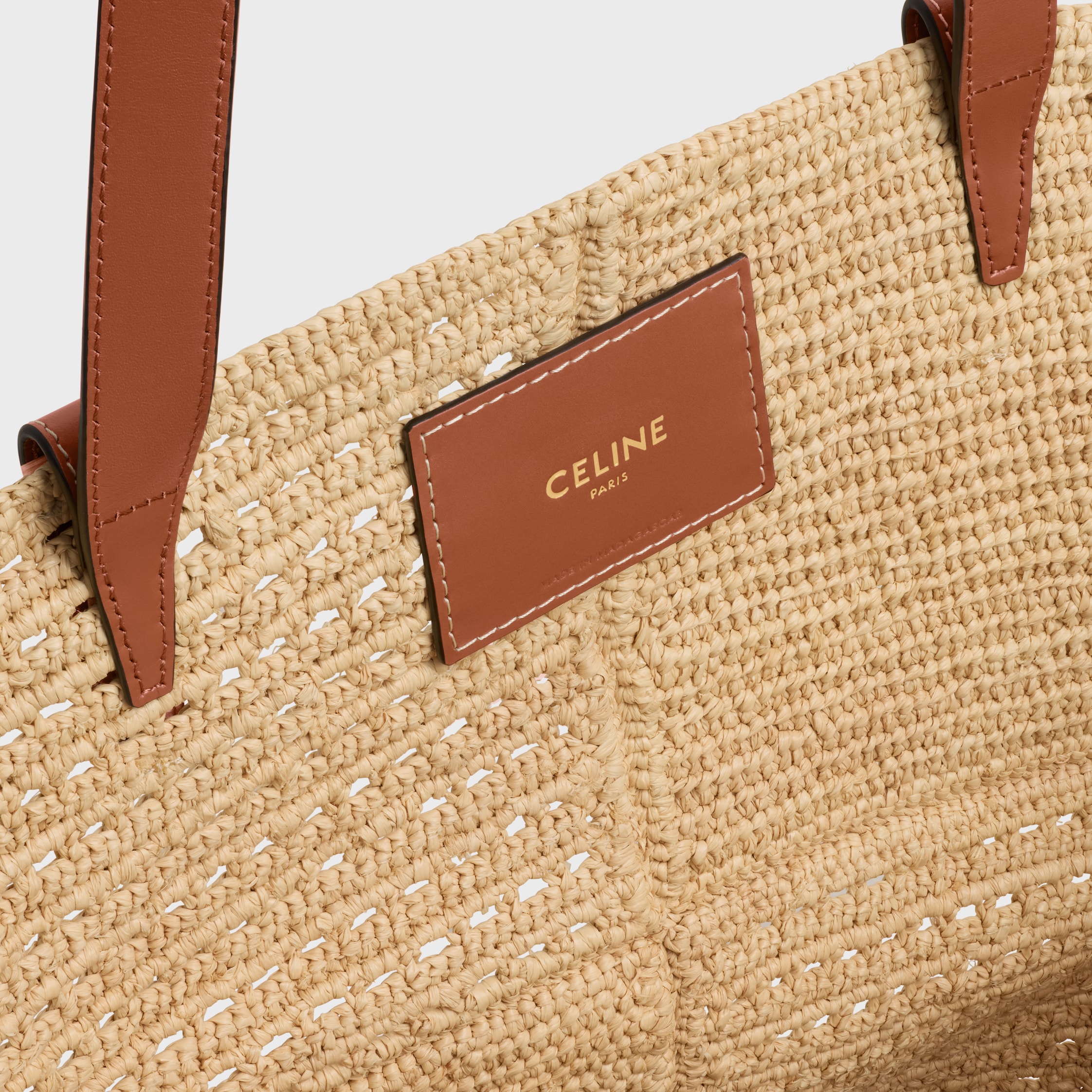 CELINE♡ ミディアム ラフィアパッチワーク＆レザーバッグ 119682GP5-02NT_6_SUM25_W.tif