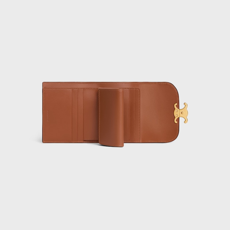 Small Flap Wallet TRIOMPHE IN NUBUCK CALFSKIN - CAMEL - WALLETS - 1 | CELINE