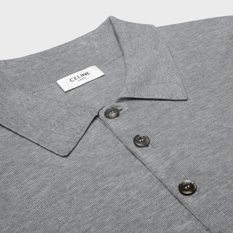 polo sweater IN fine cotton - MEDIUM GREY -  - 1 | CELINE