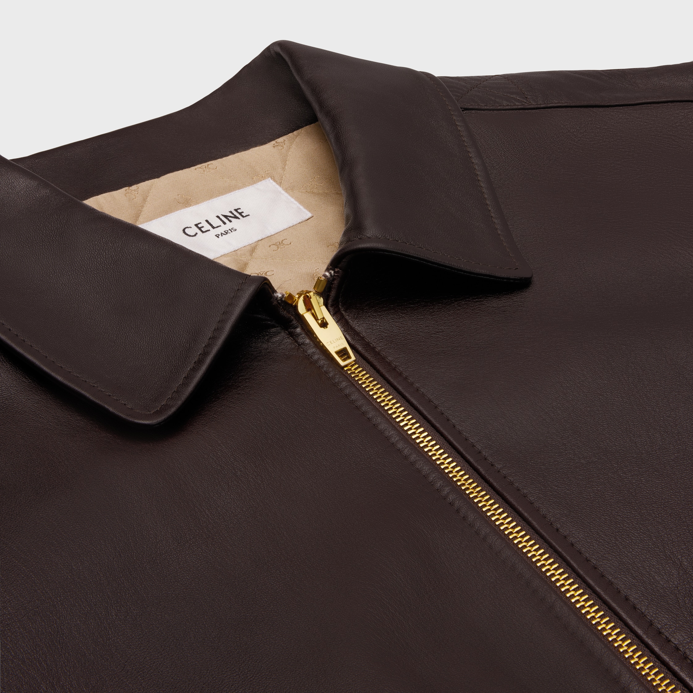 CELINE｜LEATHER JACKETS (LOOSE AVIATOR BLOUSON JACKET IN loose aviator blouson jacket in soft lambskin - EBENE | CELINE