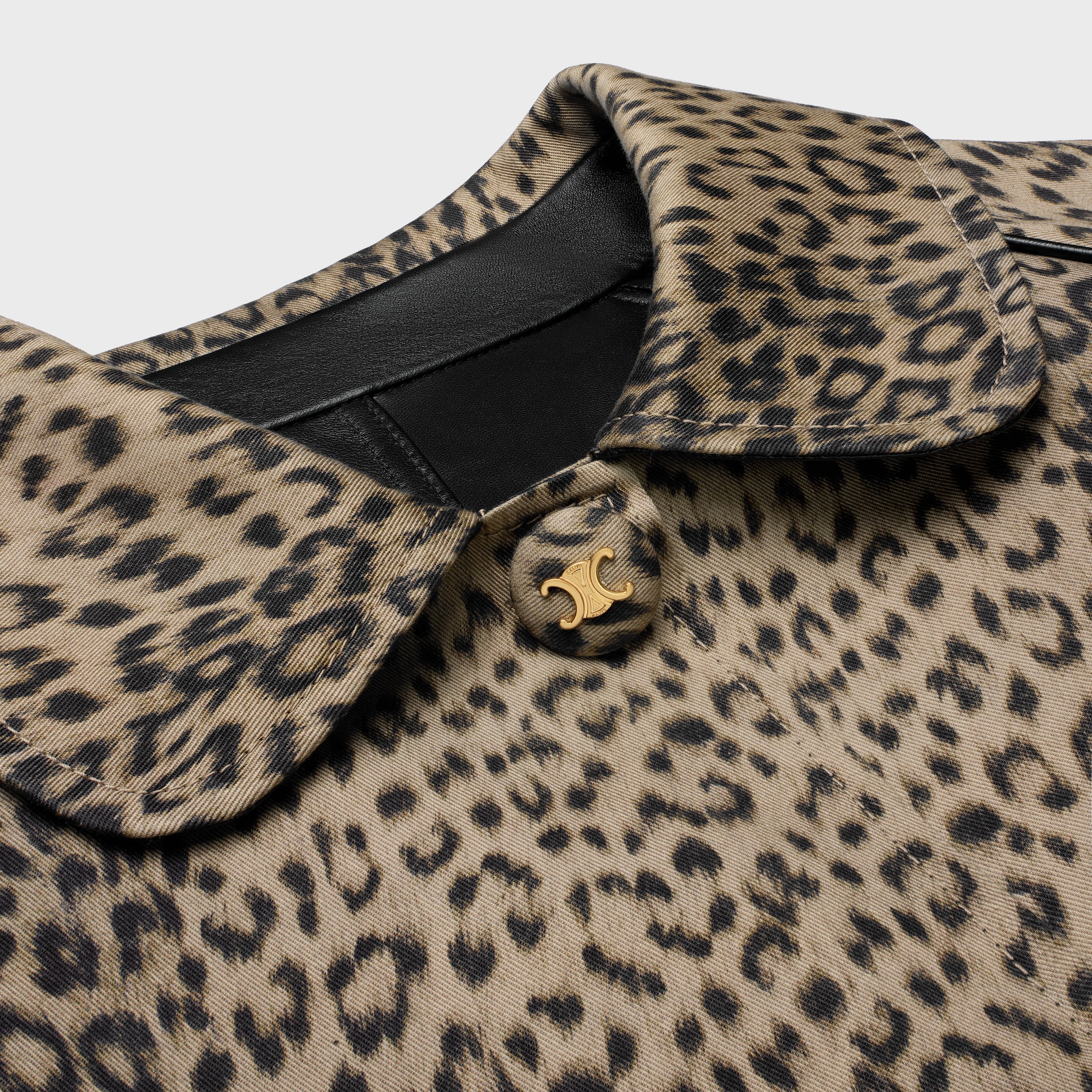 laminated coat IN leopard cotton - LEOPARD/BLACK | CELINE