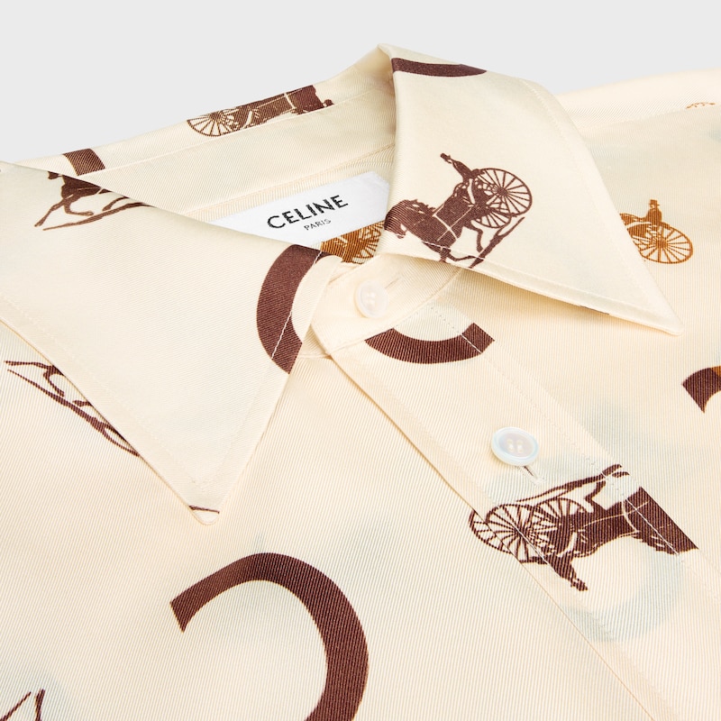 CAMISA CORTA DE SARGA DE SEDA - CREMA/TOSTADO -  - 1 | CELINE