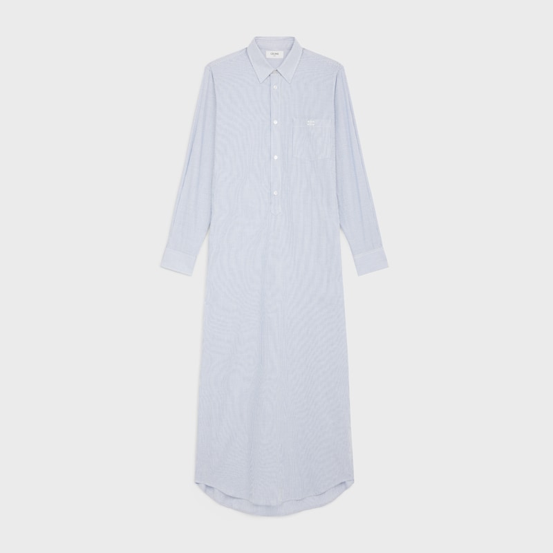 long shirt dress in striped cotton - CRAIE/BLEU -  - 1 | CELINE