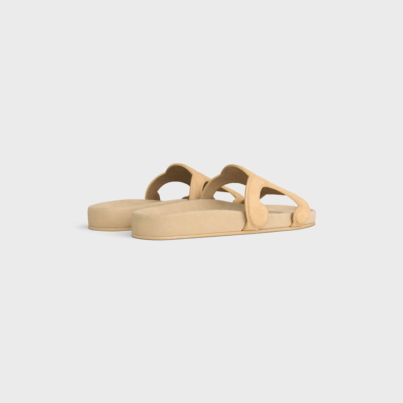 TRIOMPHE SLIDE IN SUEDE CALFSKIN - BEIGE -  - 1 | CELINE