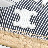 Espadrillas Les Espadrilles Celine con lacci in tela Oshkosh e pelle di vitello - OFF-WHITE / BLU NAVY -  - 1 | CELINE