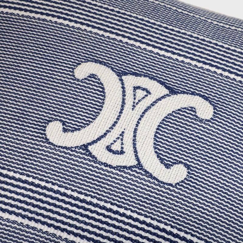 Triomphe條紋棉質軟墊 - 米白色 / 海軍藍 -  - 1 | CELINE