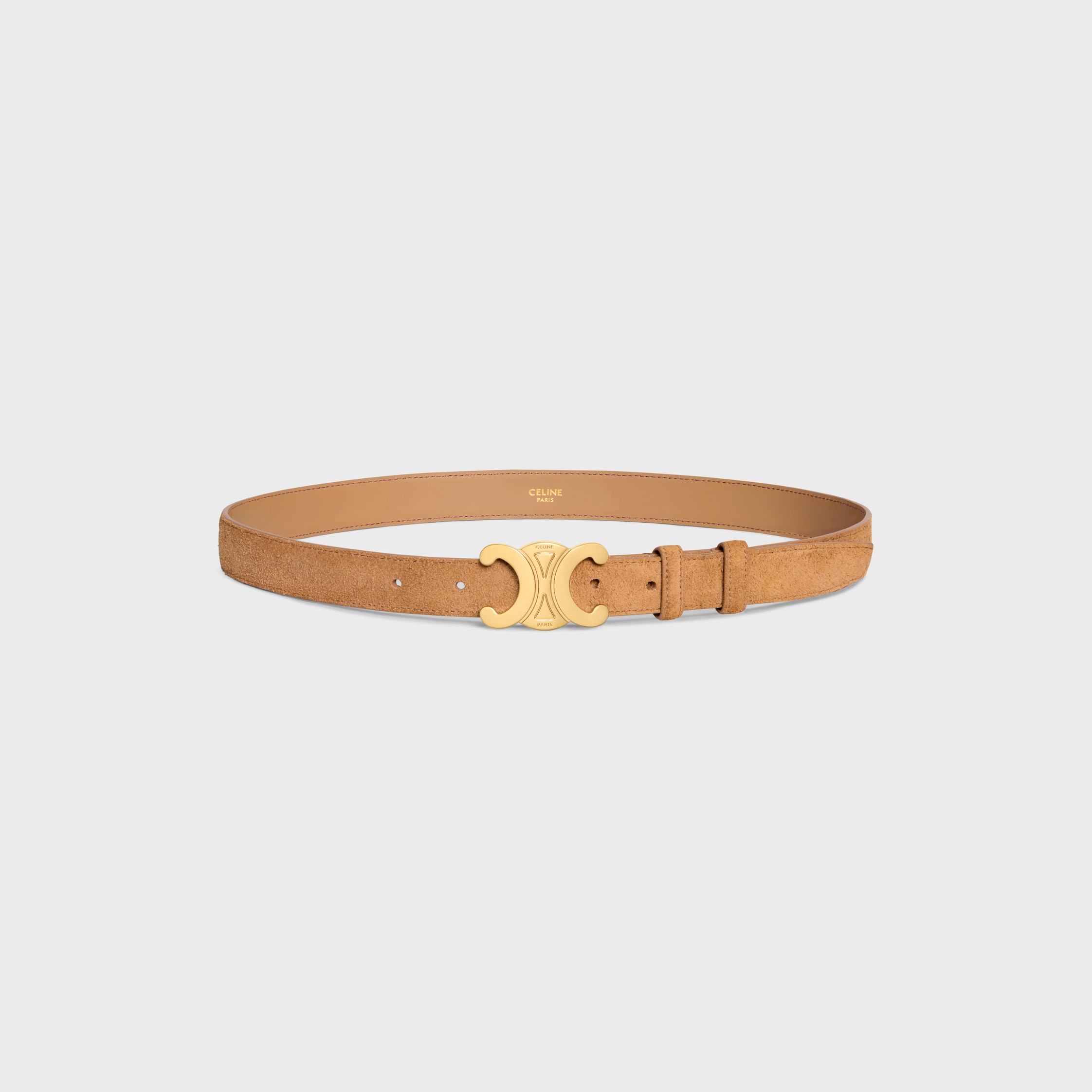 【人気/関税/送料込み】 (W) Celine Medium Triomphe Belt in Te Medium 25MM Triomphe Belt IN Natural Calfskin - TAN | CELINE