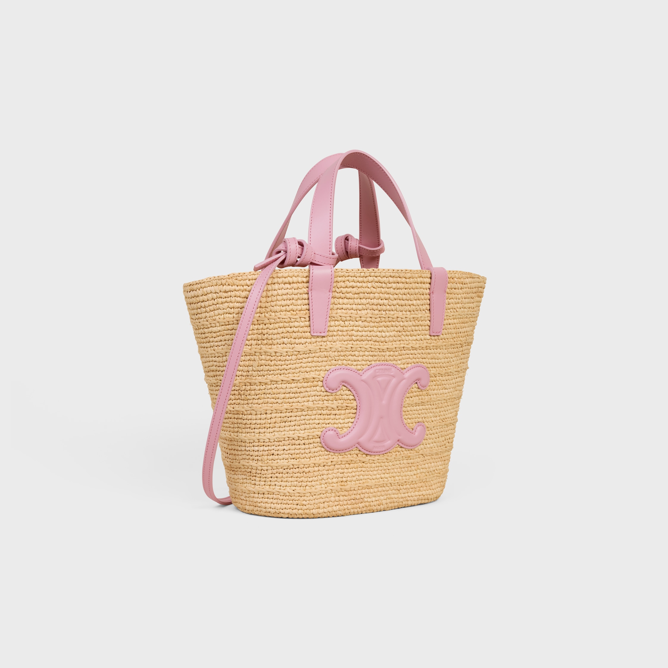 【CELINE】NanoTriompheCelineClassicPanier Raffia&Calfskin Céline Pre-Owned 2022 Nano Triomphe Raffia Classic Panier