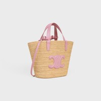 TEEN SUPPLE CELINE CLASSIC PANIER IN Raffia and calfskin - SILK PINK - HOBO AND TOTE BAGS - 2 | CELINE