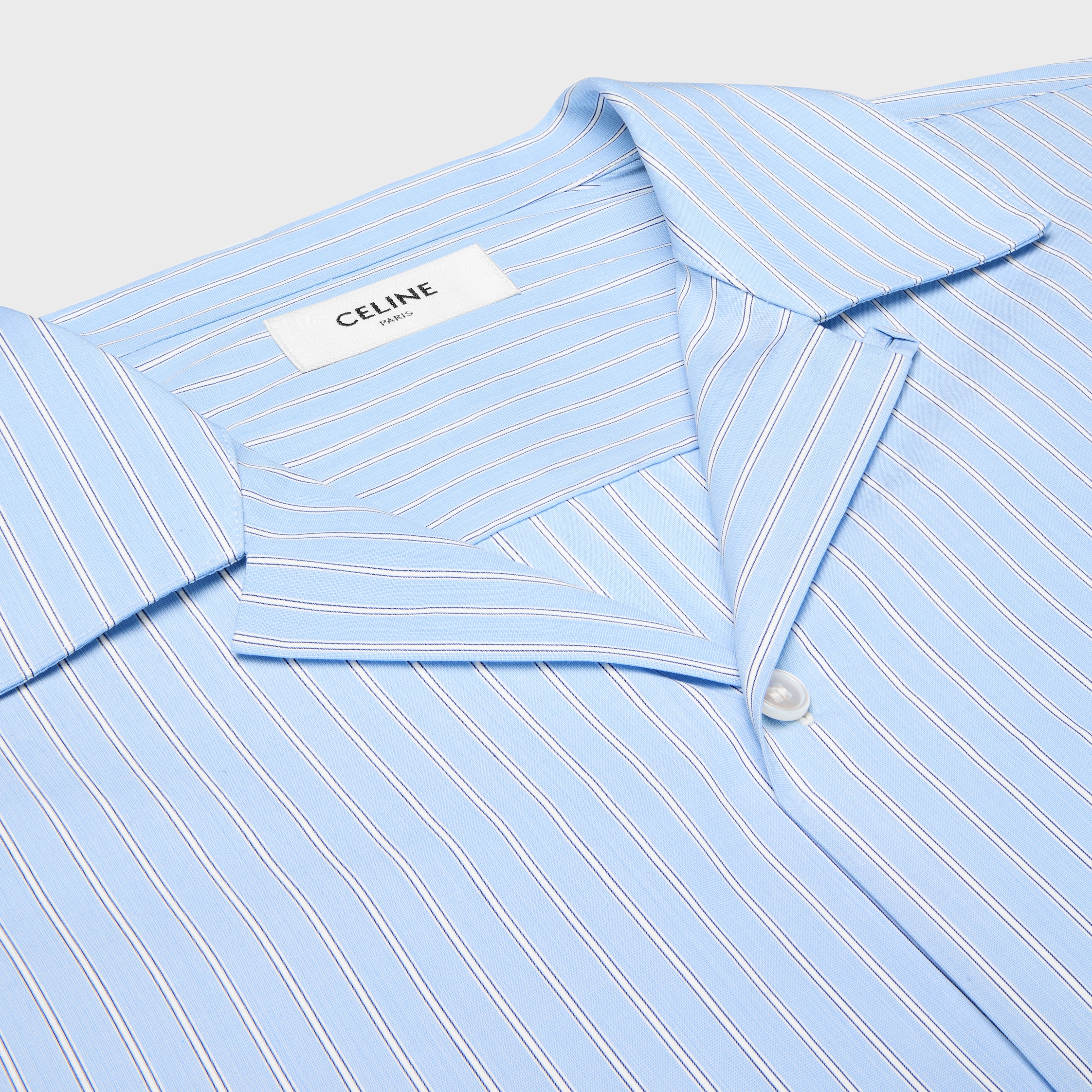 celine シャツ cropped shirt in hickory striped cotton - LIGHT BLUE RAW