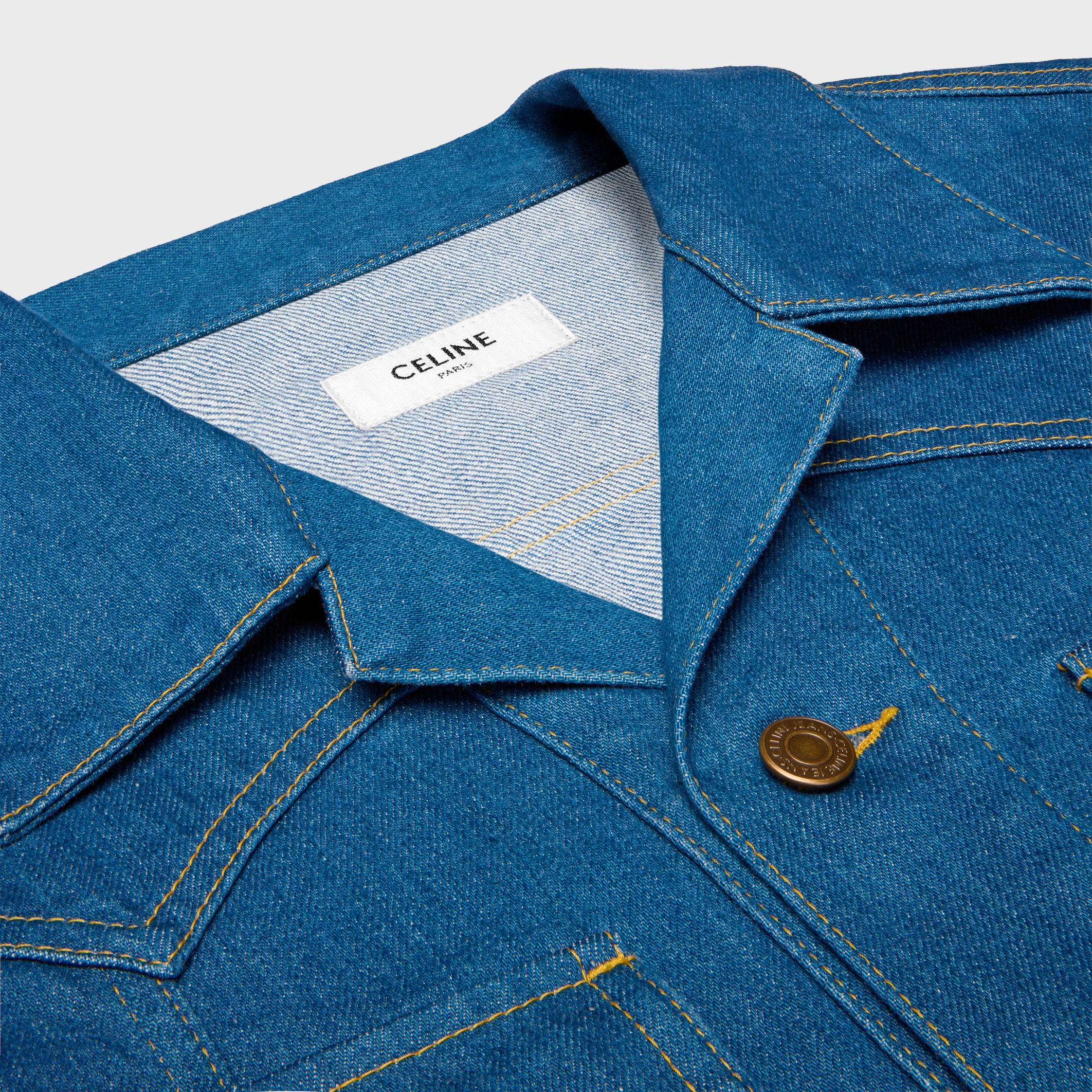 ジャケット CELINE light blue cotton jacket CELINE HOMME Slim-Fit Logo-Embroidered Cotton-Blend Velour