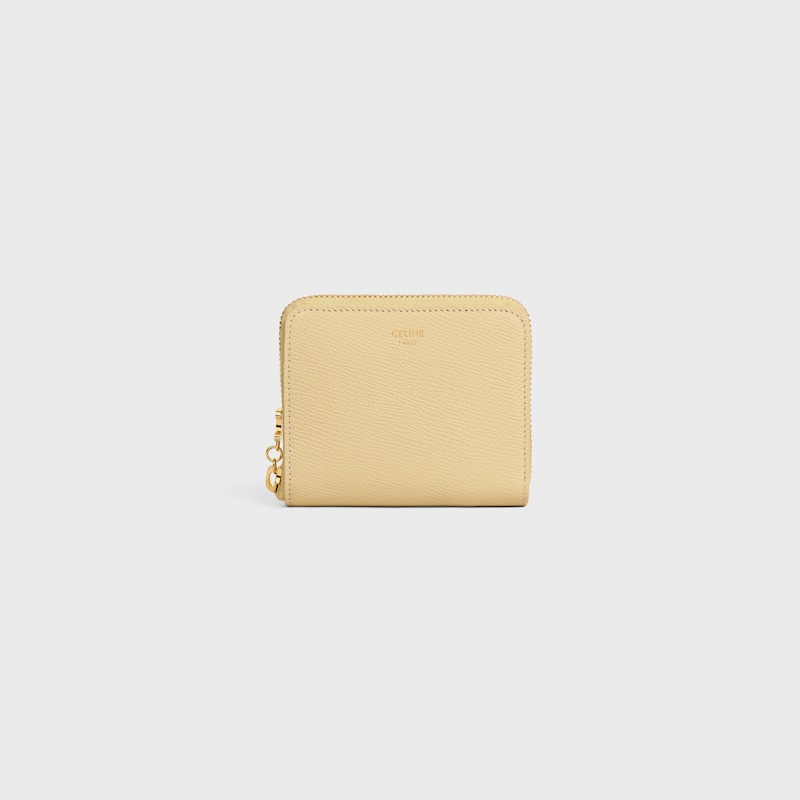 Small Zipped Wallet IN GRAINED CALFSKIN - SPRING YELLOW - ESSENTIALS - 1 | CELINE