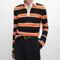 polo Jersey coton ray&eacute; - BLACK/WHITE/ORANGE -  - 2 | CELINE