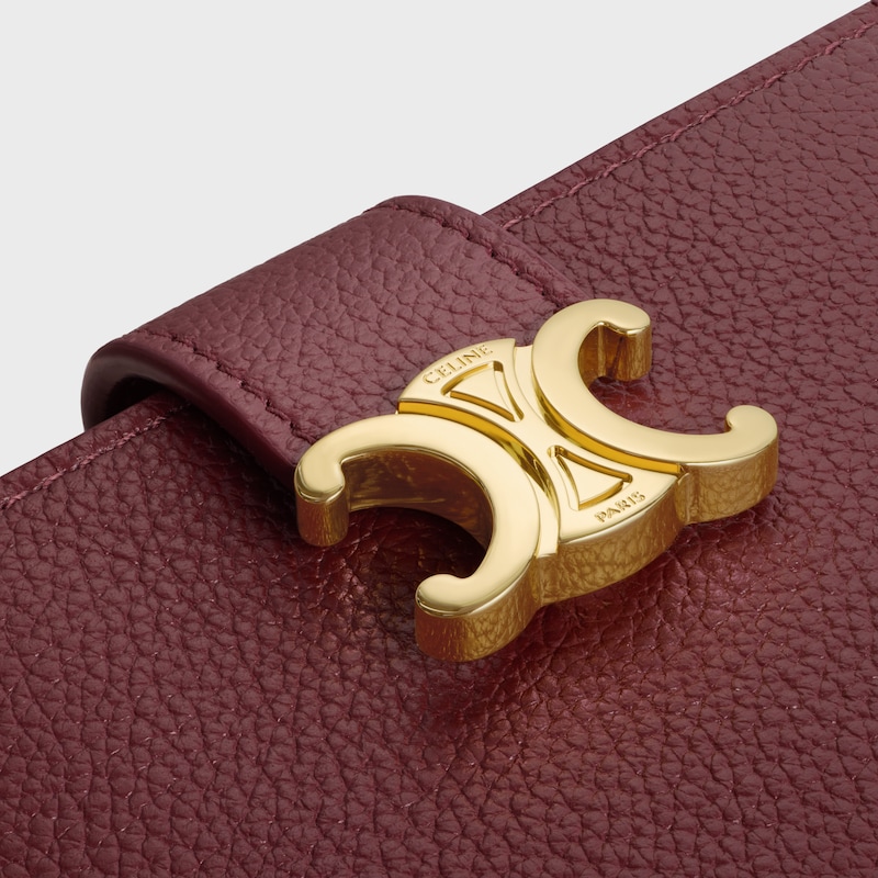 AKKORDEON-KARTENETUI NINO AUS GESCHMEIDIGEM GENARBTEM KALBSLEBER - SYRAH - NEU - 1 | CELINE