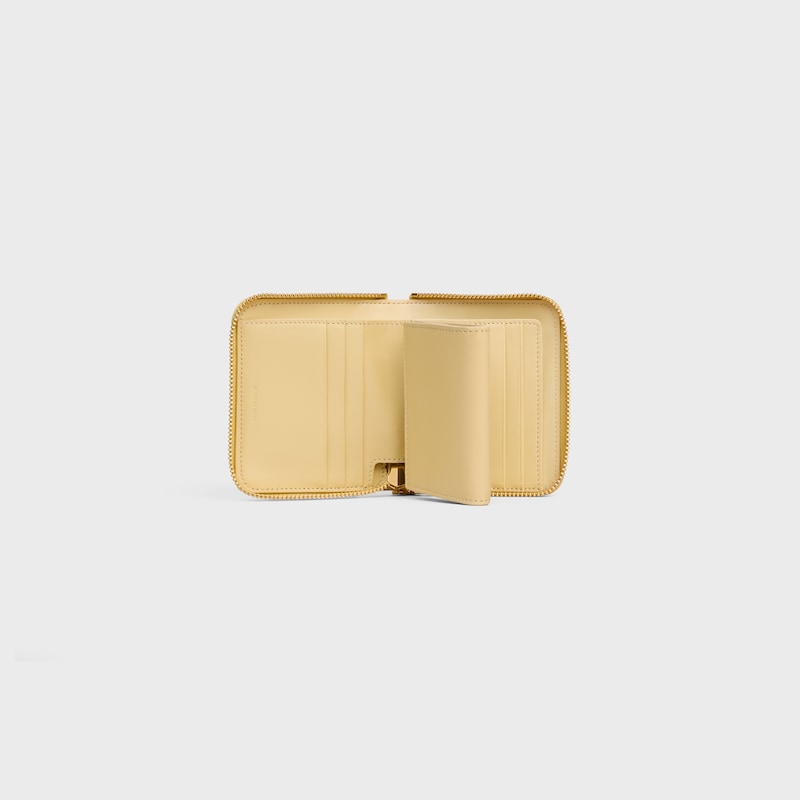 Small Zipped Wallet IN GRAINED CALFSKIN - SPRING YELLOW - ESSENTIALS - 1 | CELINE