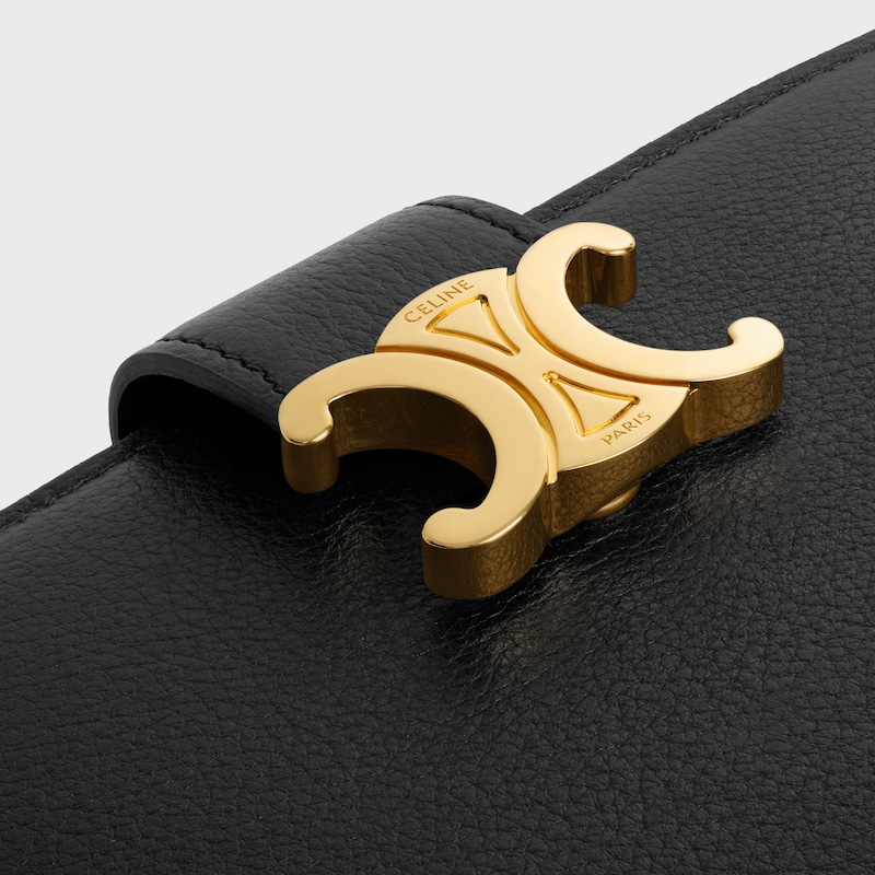 PORTAFOGLIO CON CINTURINO MEDIO NINO IN MORBIDA PELLE DI VITELLO GRANATA - NERO - GIFT FINDER - 1 | CELINE