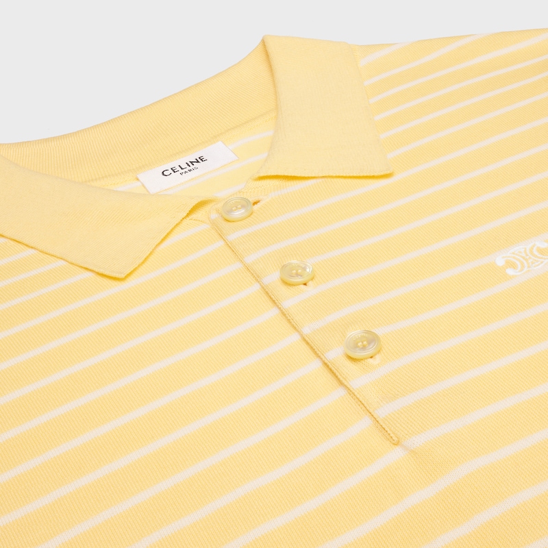 short-sleeved polo sweater IN fine cotton - PALE YELLOW/ECRU -  - 1 | CELINE
