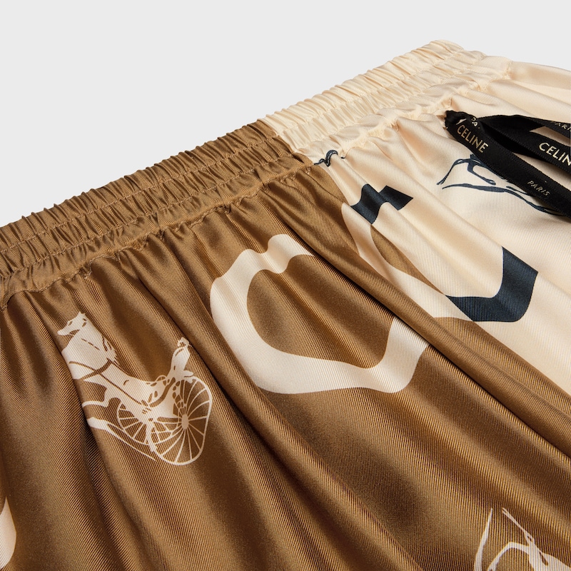 shorts pigiama in twill di seta - OFF WHITE / CAMMELLO -  - 1 | CELINE