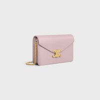WALLET ON CHAIN MARGO IN Shiny calfskin - Bleached Pink - MORE LINES - 2 | CELINE