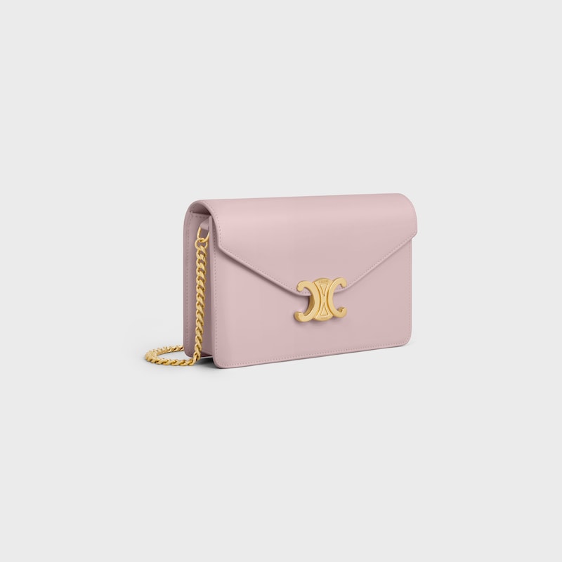 WALLET ON CHAIN MARGO IN Shiny calfskin - BLEACHED PINK - MORE LINES - 1 | CELINE
