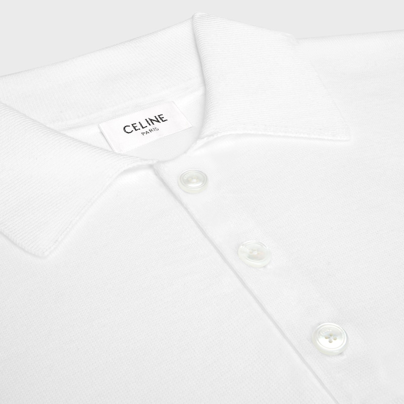 polo sweater IN fine cotton - OPTIC WHITE -  - 1 | CELINE