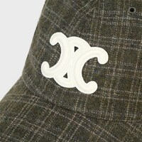 triomphe baseball cap IN CHECKED WOOL FELT - KAKI/TAUPE -  - 1 | CELINE