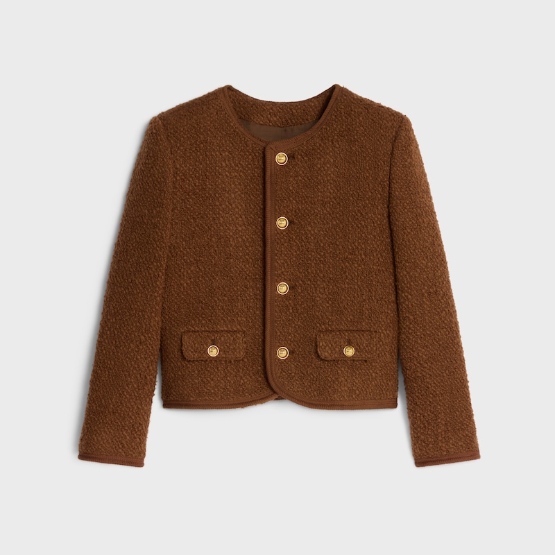 chelsea jacket in mohair wool tweed - NOISETTE -  - 1 | CELINE