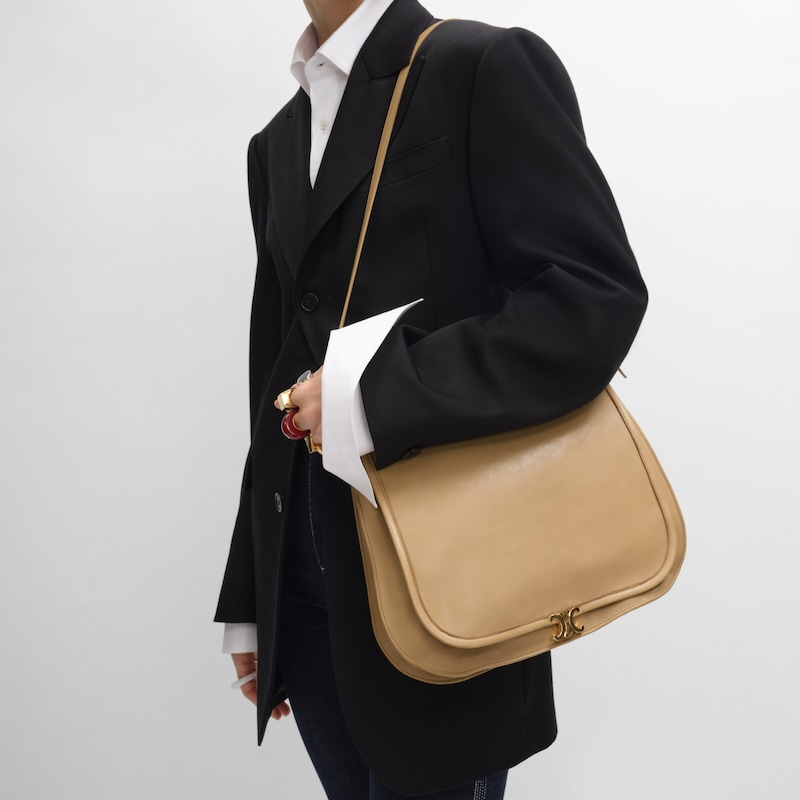 SOFT TRIOMPHE BESACE  IN SUPPLE SHINY LAMBSKIN - SANDCASTLE - SOFT TRIOMPHE - 1 | CELINE