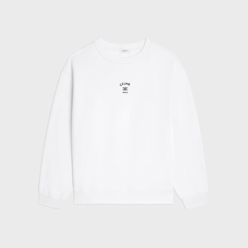 loose sweatshirt IN cotton fleece - OFF WHITE / BLACK -  - 1 | CELINE