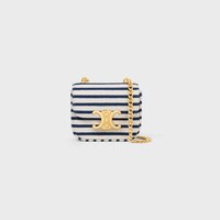 MINI CHAIN CLAUDE IN Striped Textile - NAVY / TAN - MORE LINES - 1 | CELINE