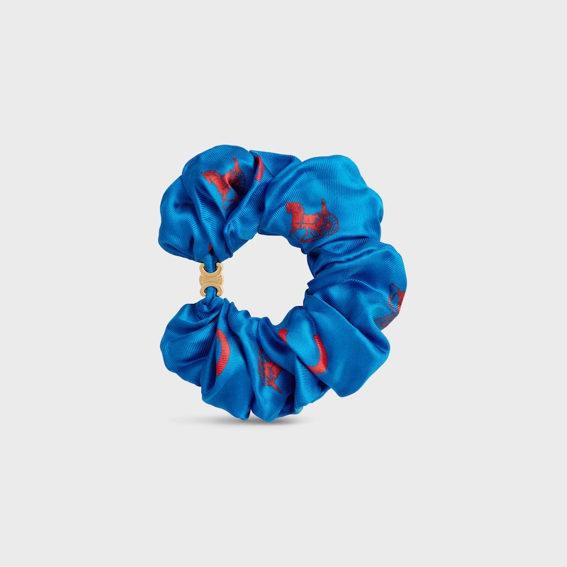 Scrunchy C Sulky Celine em seda e Latão com Acabamento Dourado - ULTRA BLUE / ULTRA RED - NOVO - 1 | CELINE
